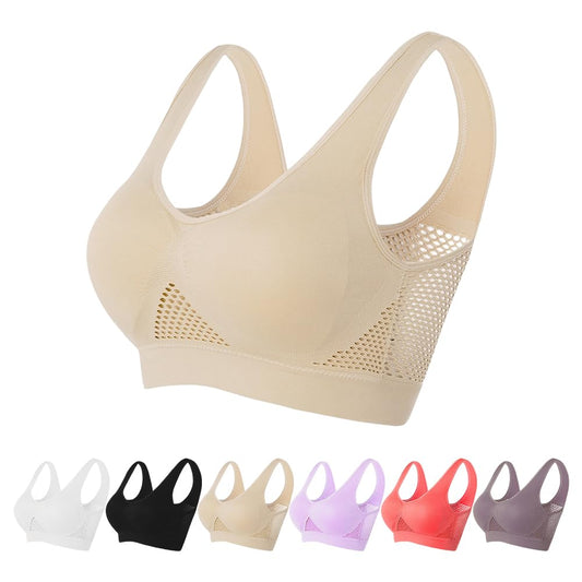 Breathable Cool Liftup Air Bra, Bras for Women Daisy Bra Women's Underwear Hollow Large Size Sports Bra No Steel Ring