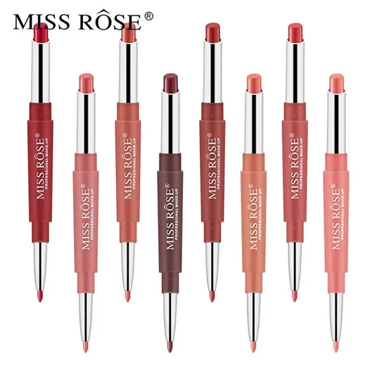 Miss Rose Double-end Lipstick Lipgloss Pencil Makeup Long Lasting Tint Sexy Red Lip Stick Beauty Matte Lip Gloss Pen Cosmetic